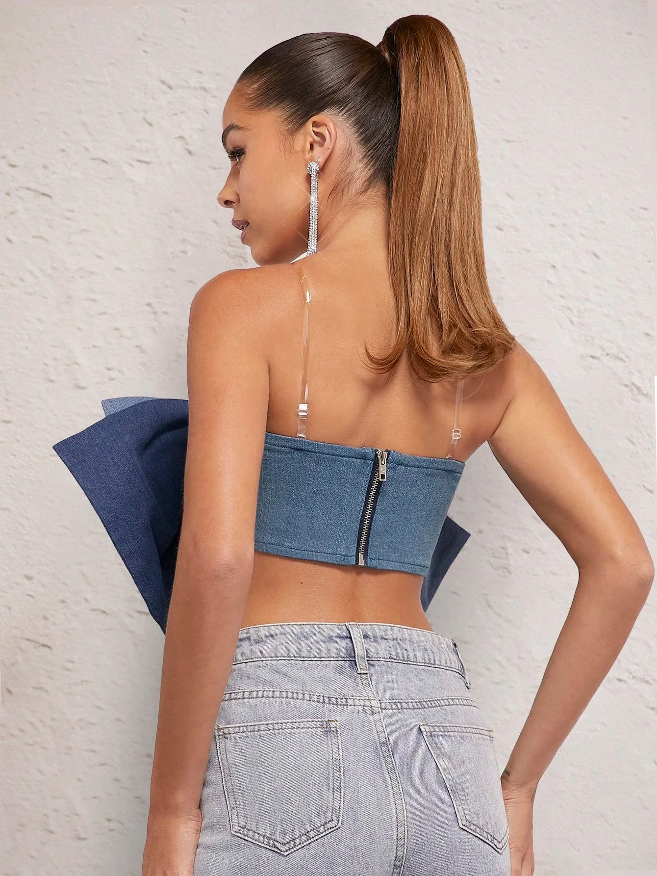 Colorblock Big Bow Denim Cami Top