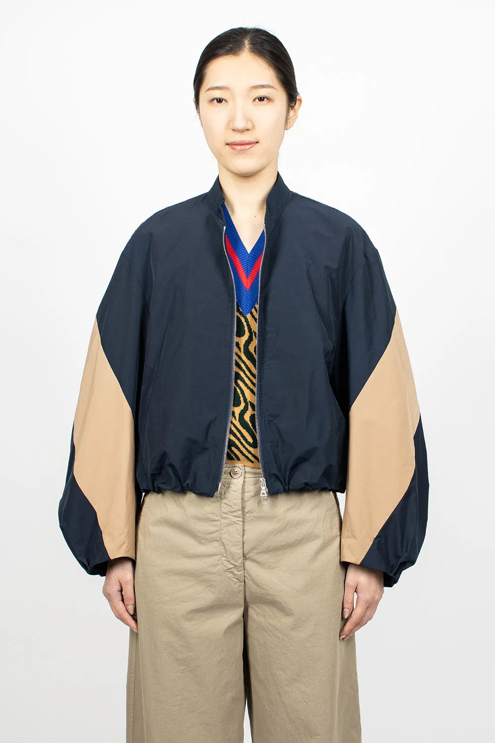 Contrast Bomber Jacket Navy