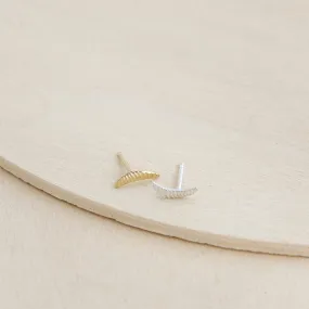 Crescent Stud Earrings - 14k Gold