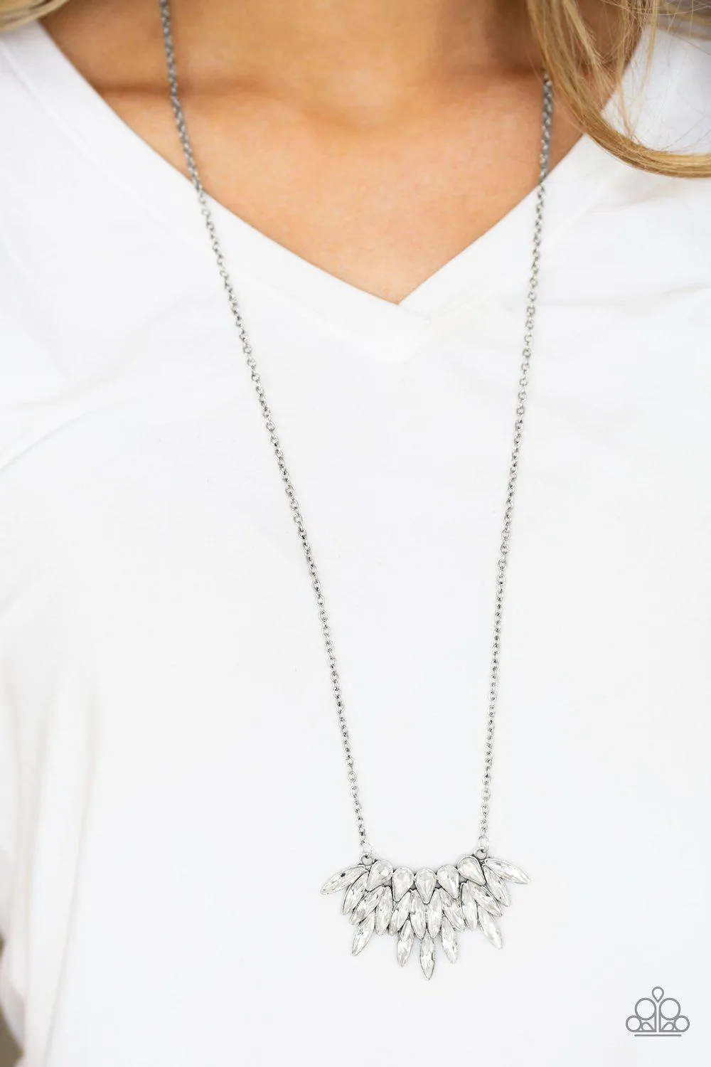 Crowning Moment White Rhinestone Necklace - Paparazzi Accessories