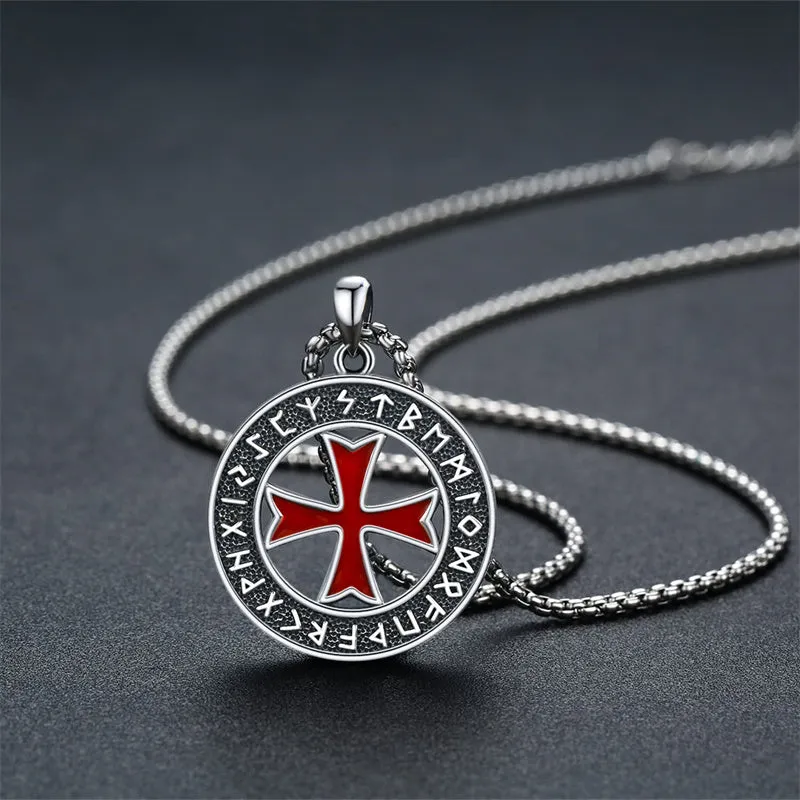 Crusaders Templar Knights Necklace 925 Sterling Silver Vintage Iron Cross Pendant Necklace Amulet Viking Jewelry Gifts for Men