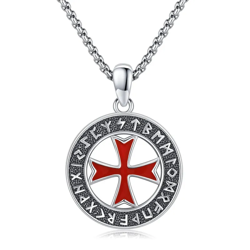 Crusaders Templar Knights Necklace 925 Sterling Silver Vintage Iron Cross Pendant Necklace Amulet Viking Jewelry Gifts for Men