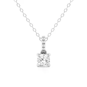 Cushion Cut Moissanite Hidden Halo with Moissanite Bail Fashion Pendant Necklace