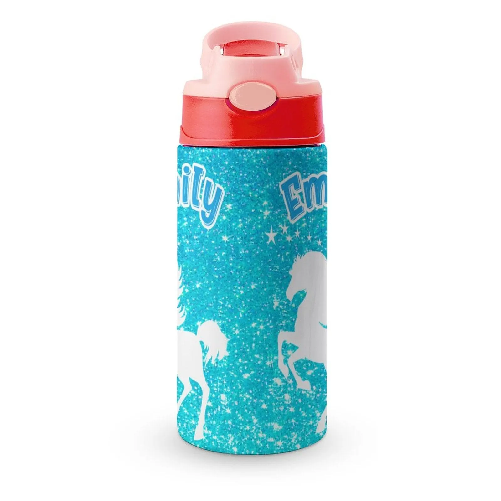 Custom Name Personalised Blue Horse Stainless Steel Kids Drink Bottles 500ml Water Bottle