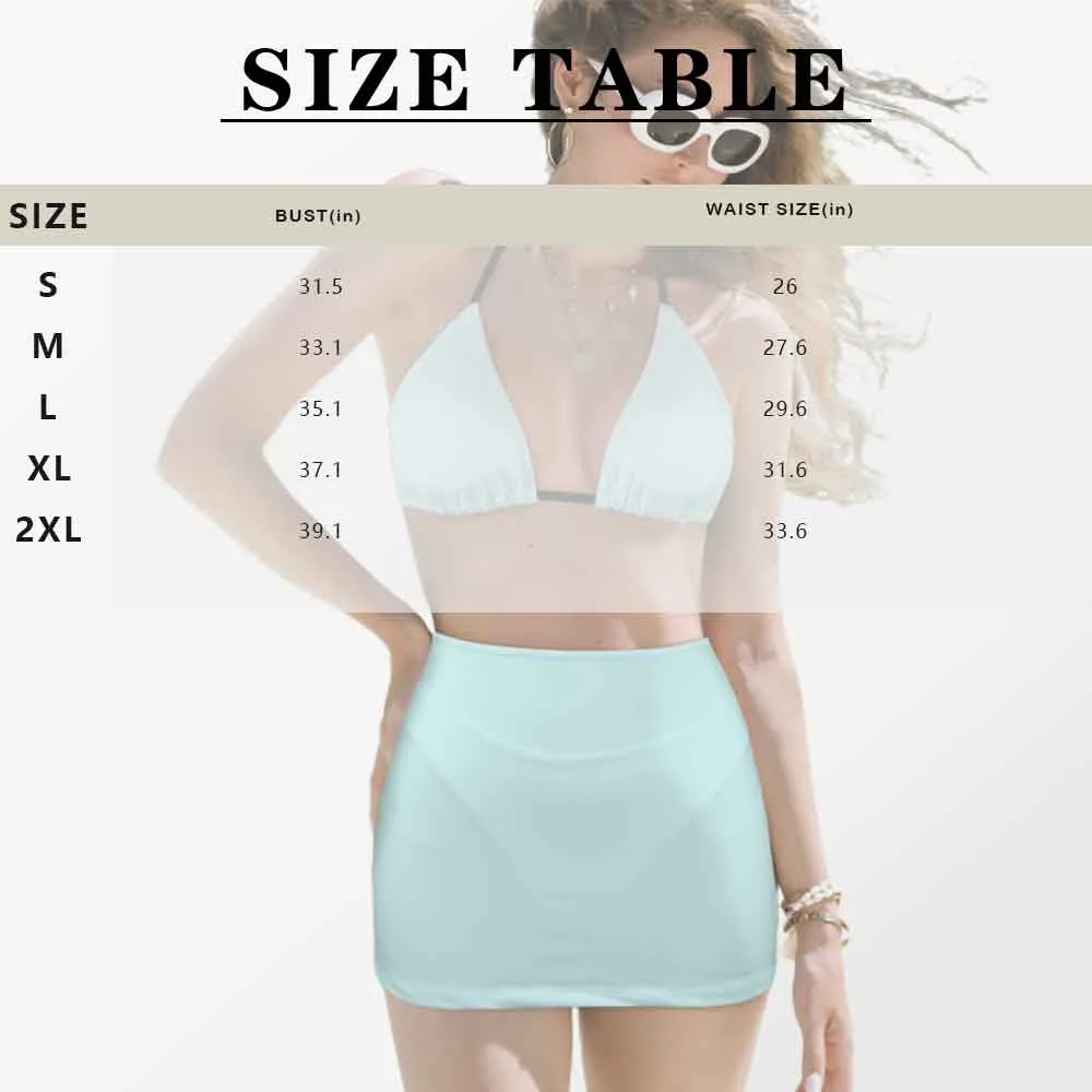 Custom Seamless Face Bikini Set Personalized Halterneck String Three-Pieces Bikini Skirts Set