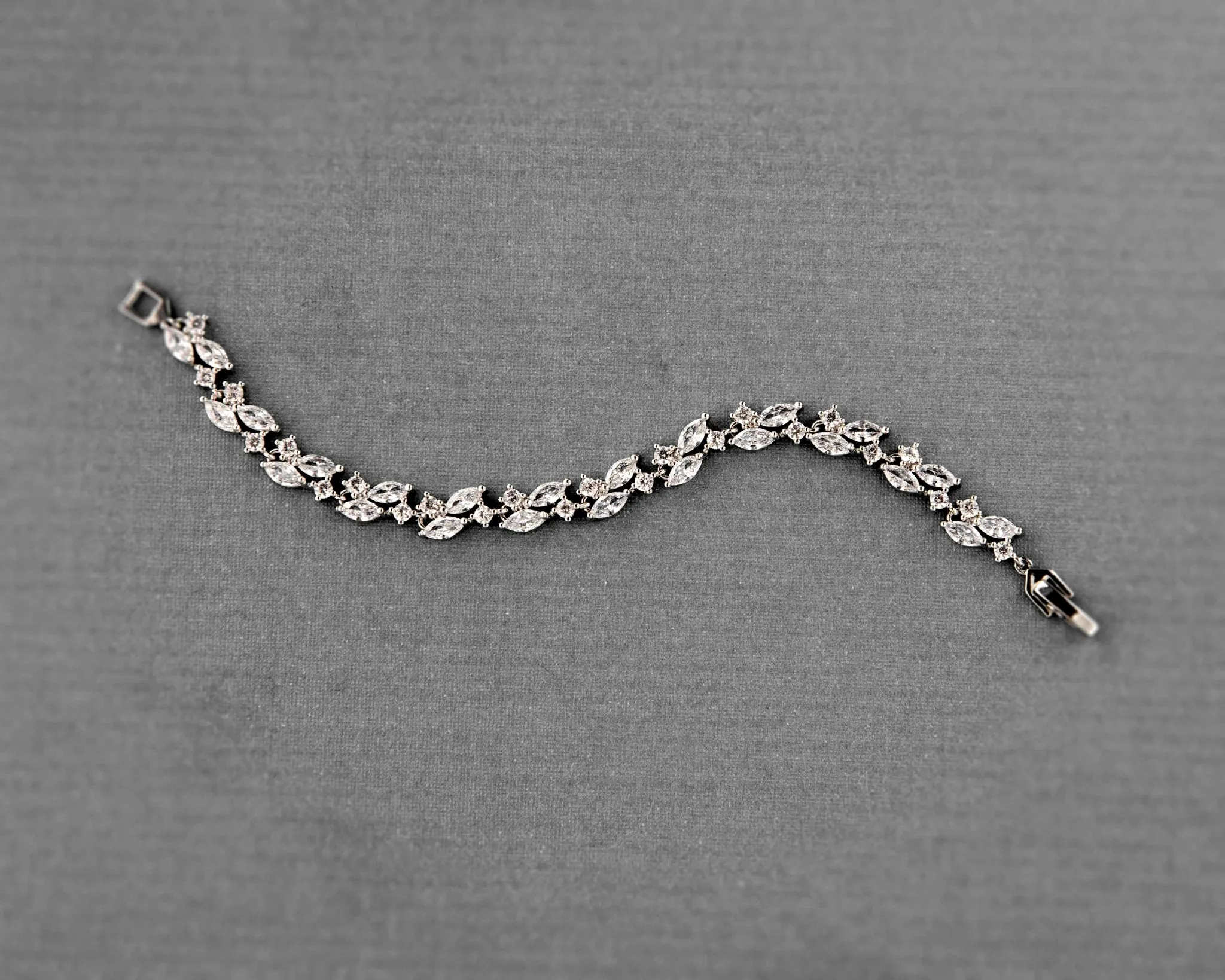 Dainty Marquise Leaf Wedding Bracelet