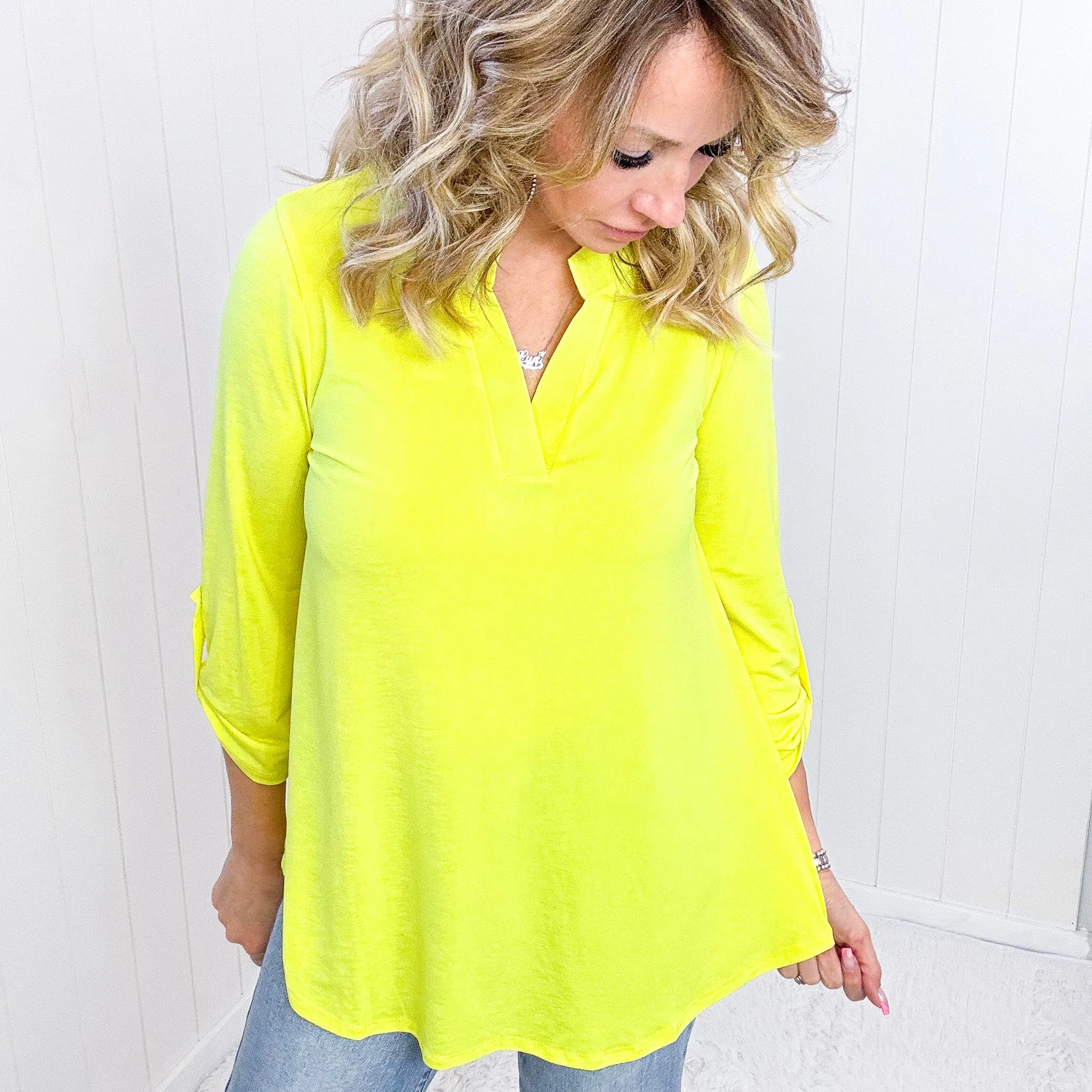 Dear Scarlett Lizzy Top in Neon Yellow