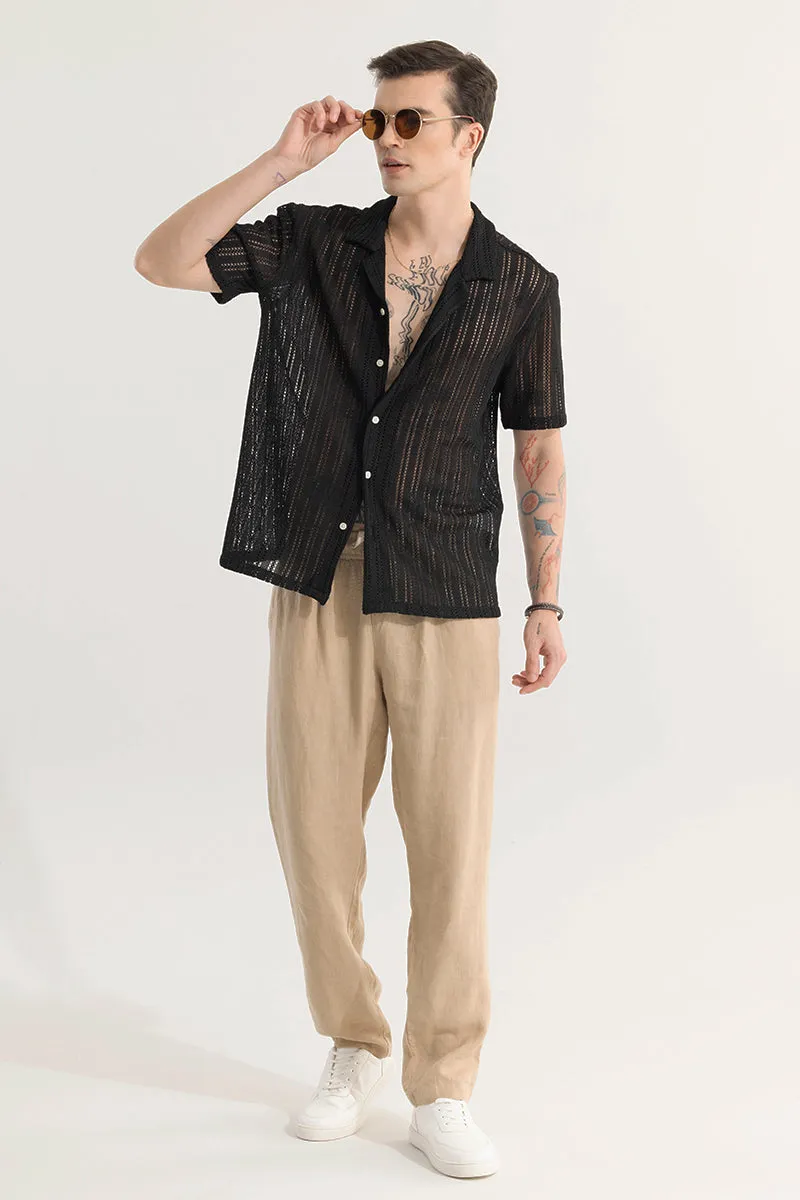 Dotted Stripe Black Hakoba Shirt