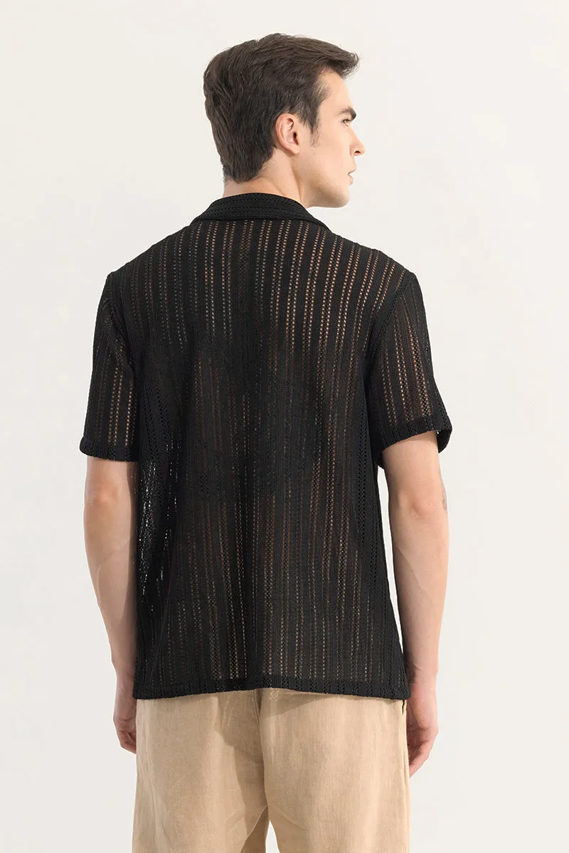 Dotted Stripe Black Hakoba Shirt