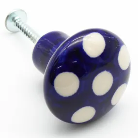 Drawer Pull in White Polka-Dot