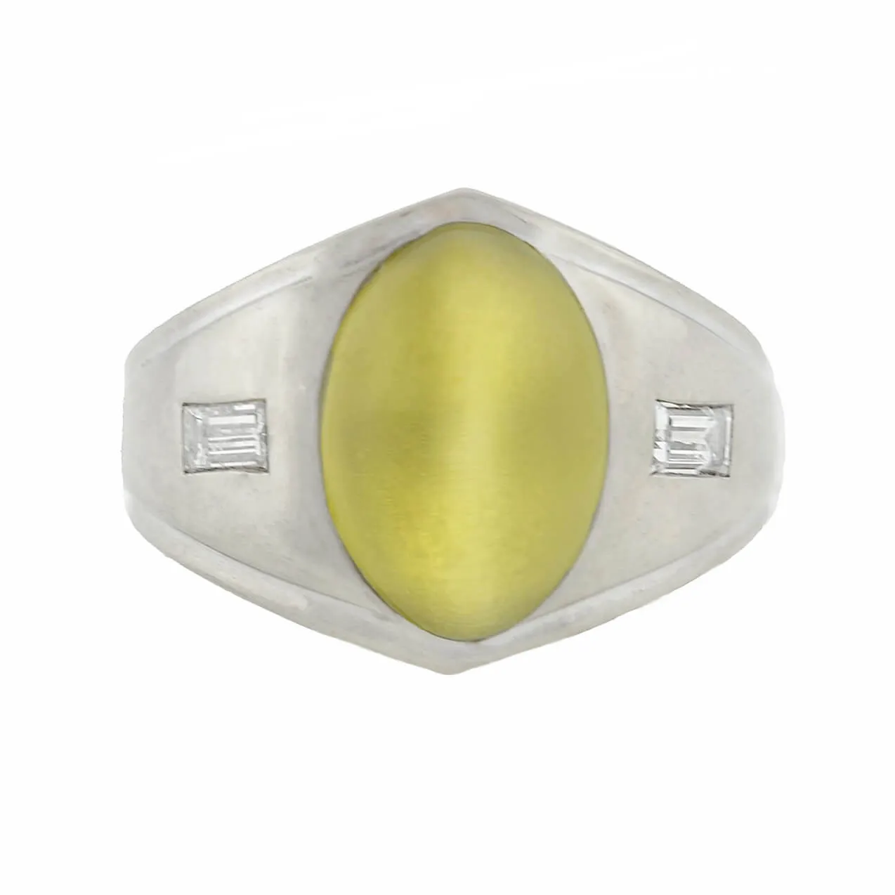 Edwardian 14kt Cat's Eye Chrysoberyl   Diamond Ring