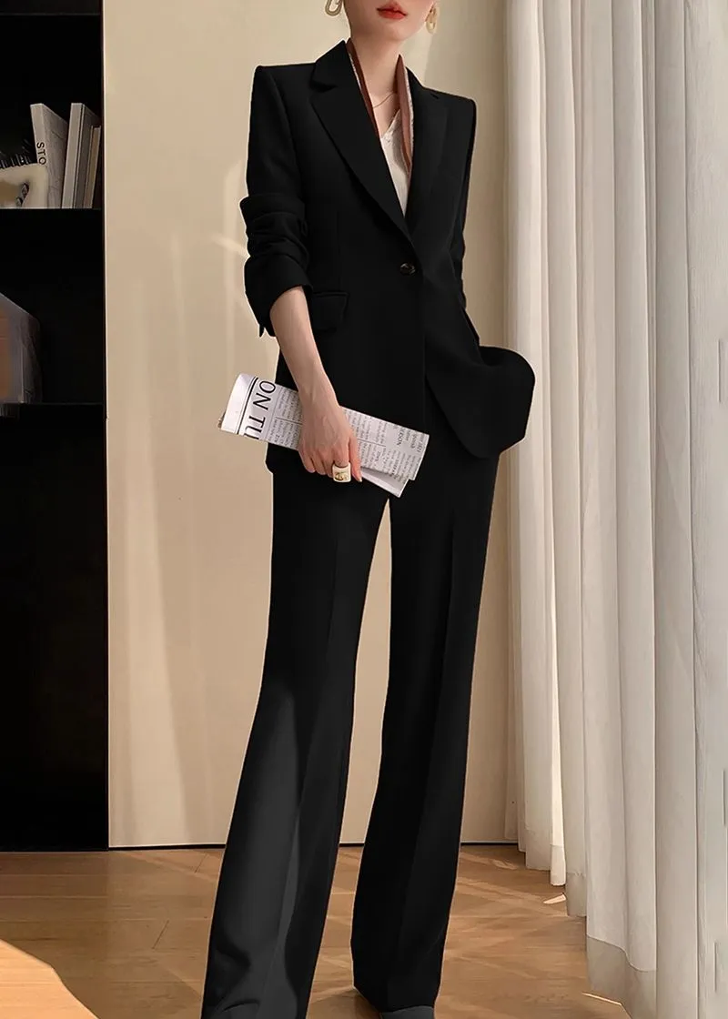 Eileen Black Single Breasted Blazer Pants Suit Two-Piece Set