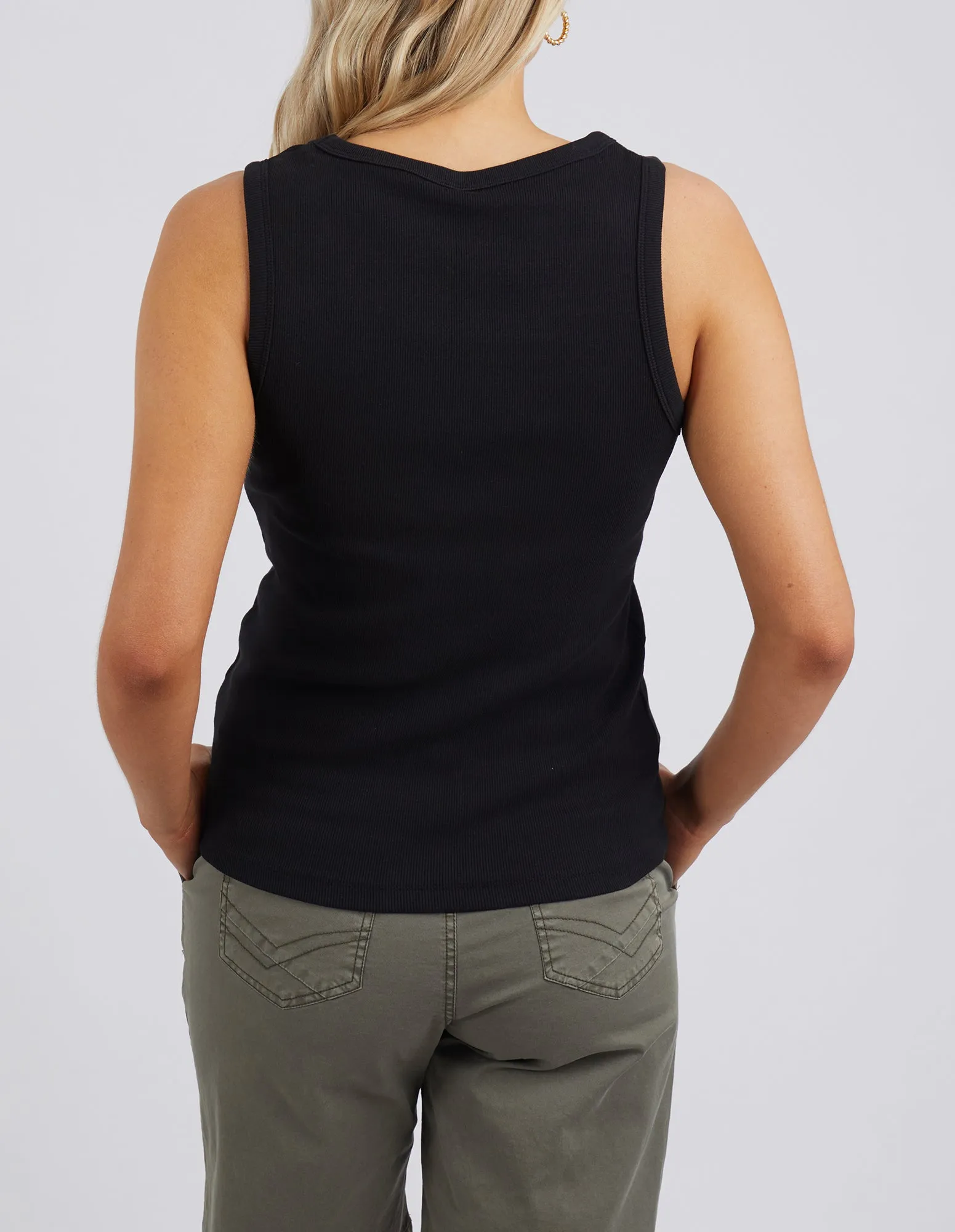 Elm Rib Crew Tank - Black