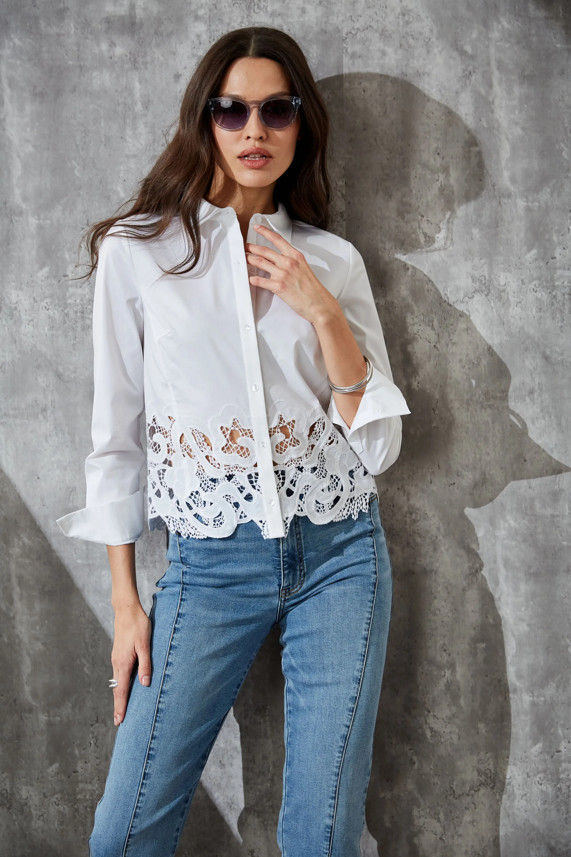 Embroidered Hem Cotton Shirt