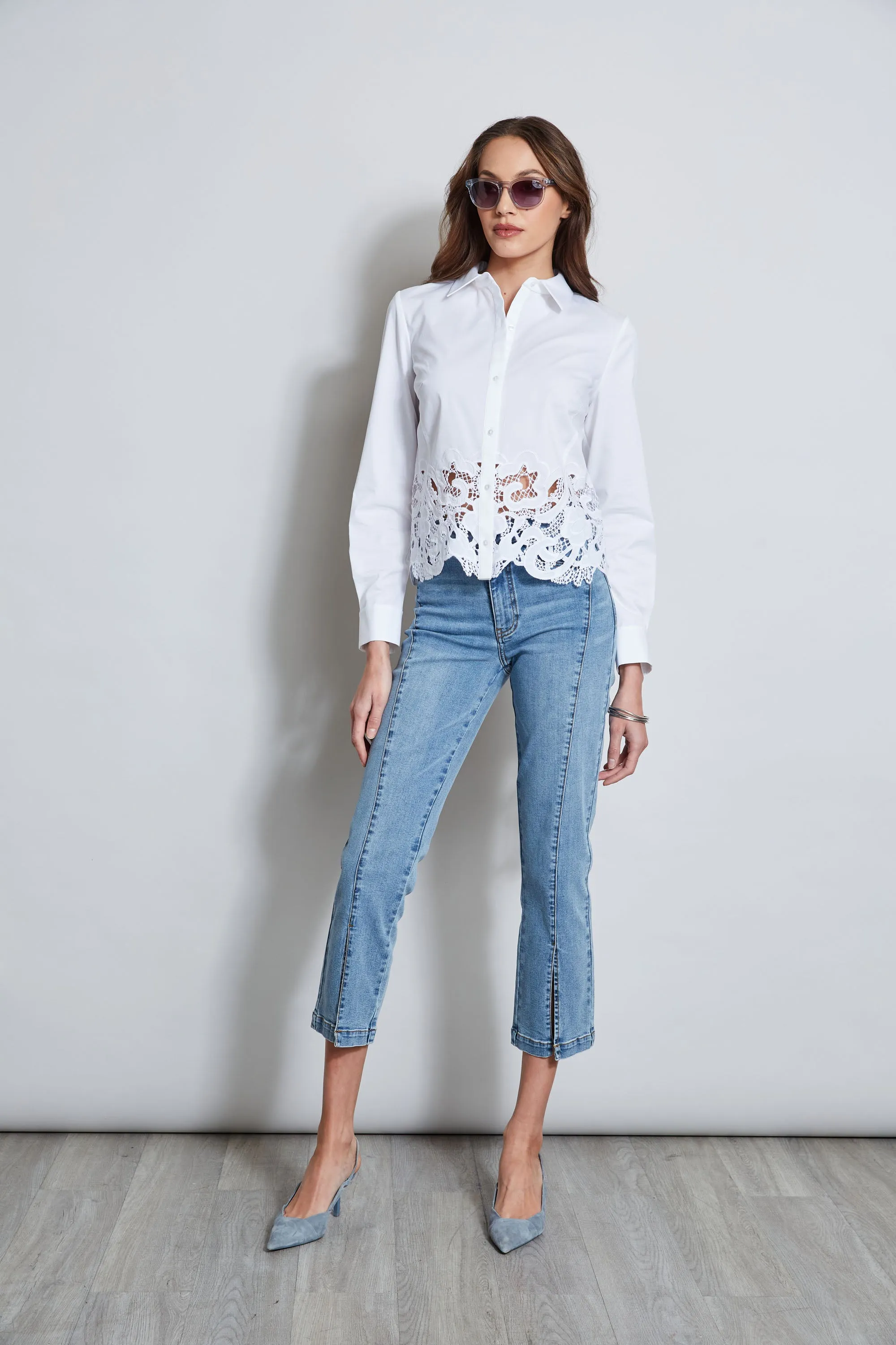 Embroidered Hem Cotton Shirt