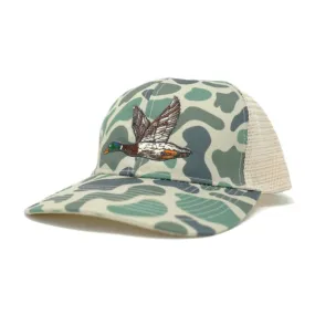 Embroidered Mallard Snapback Camo Hunting Hat - Old School Marsh