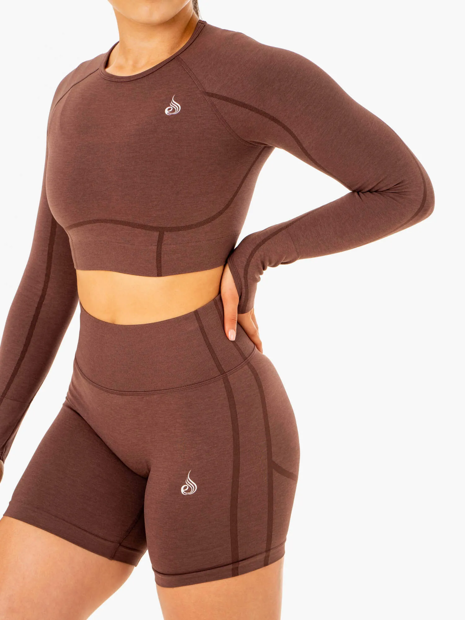 Enhance Seamless Long Sleeve Top - Chocolate