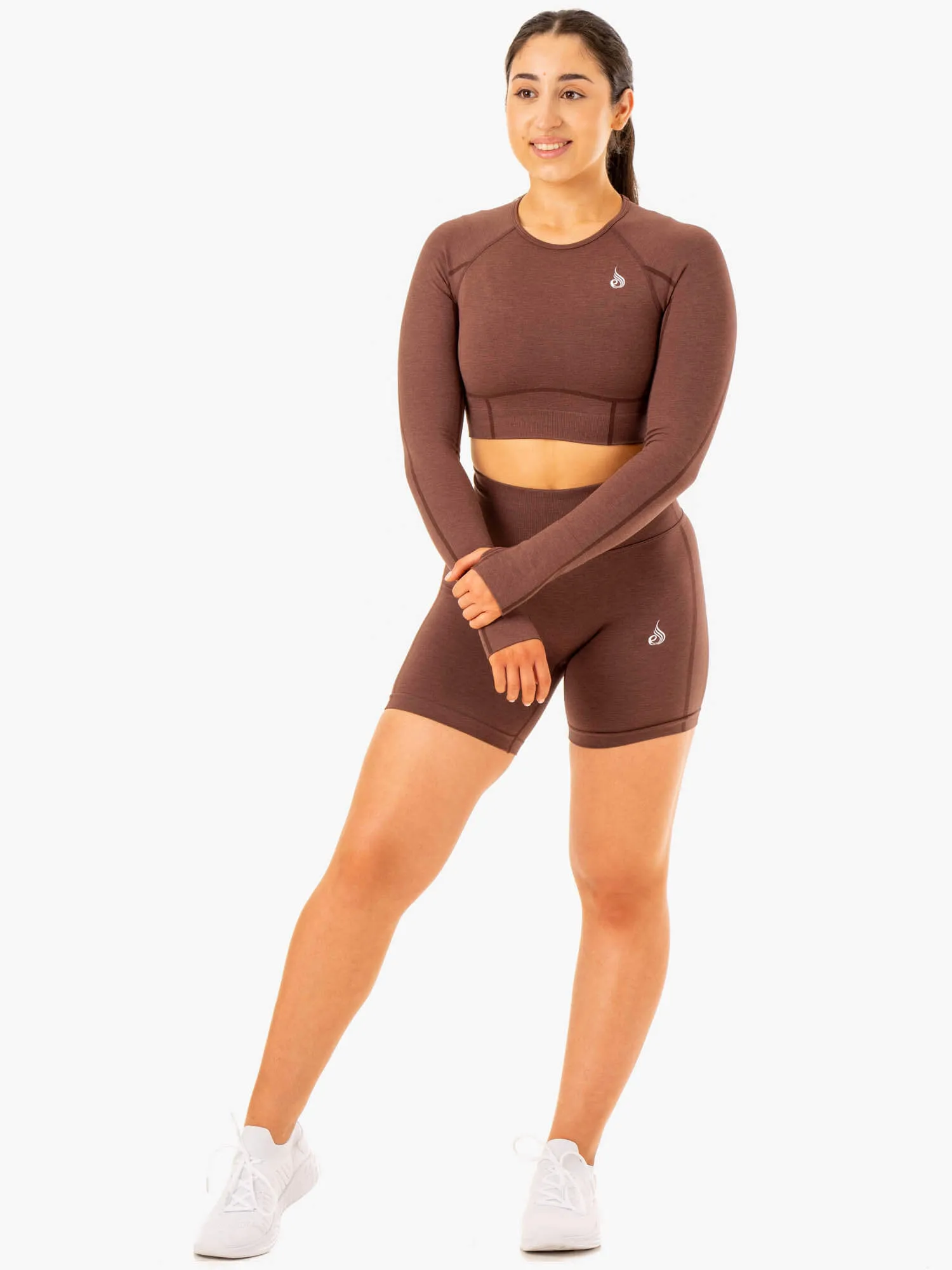 Enhance Seamless Long Sleeve Top - Chocolate