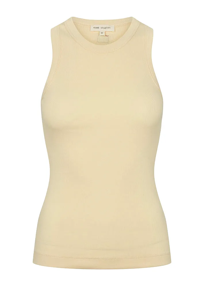 Esmé Studios Blossom Racerback Rib Tank Top - Summer Melon