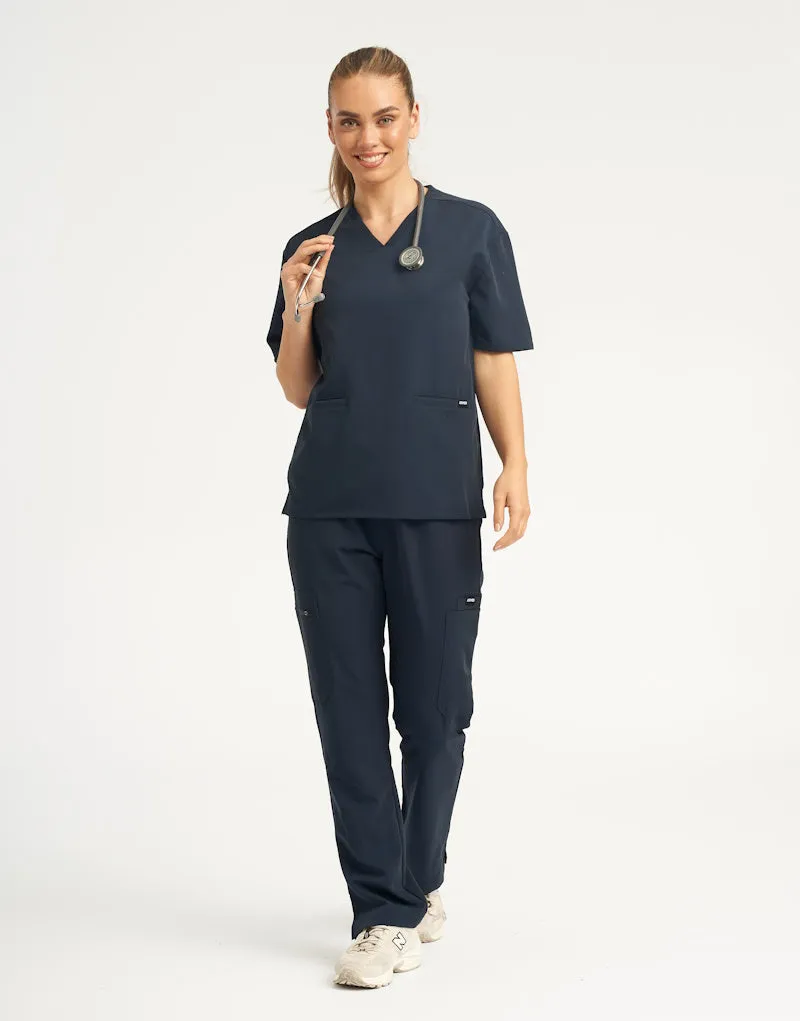 Essential V Neck Scrub Top - Midnight Navy