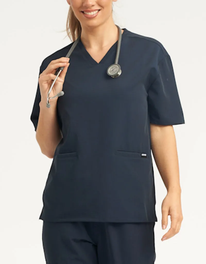 Essential V Neck Scrub Top - Midnight Navy