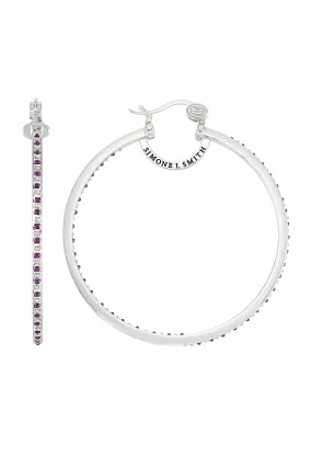 Everlasting Love Hoops with Amethyst Diamond Embellishments - Large