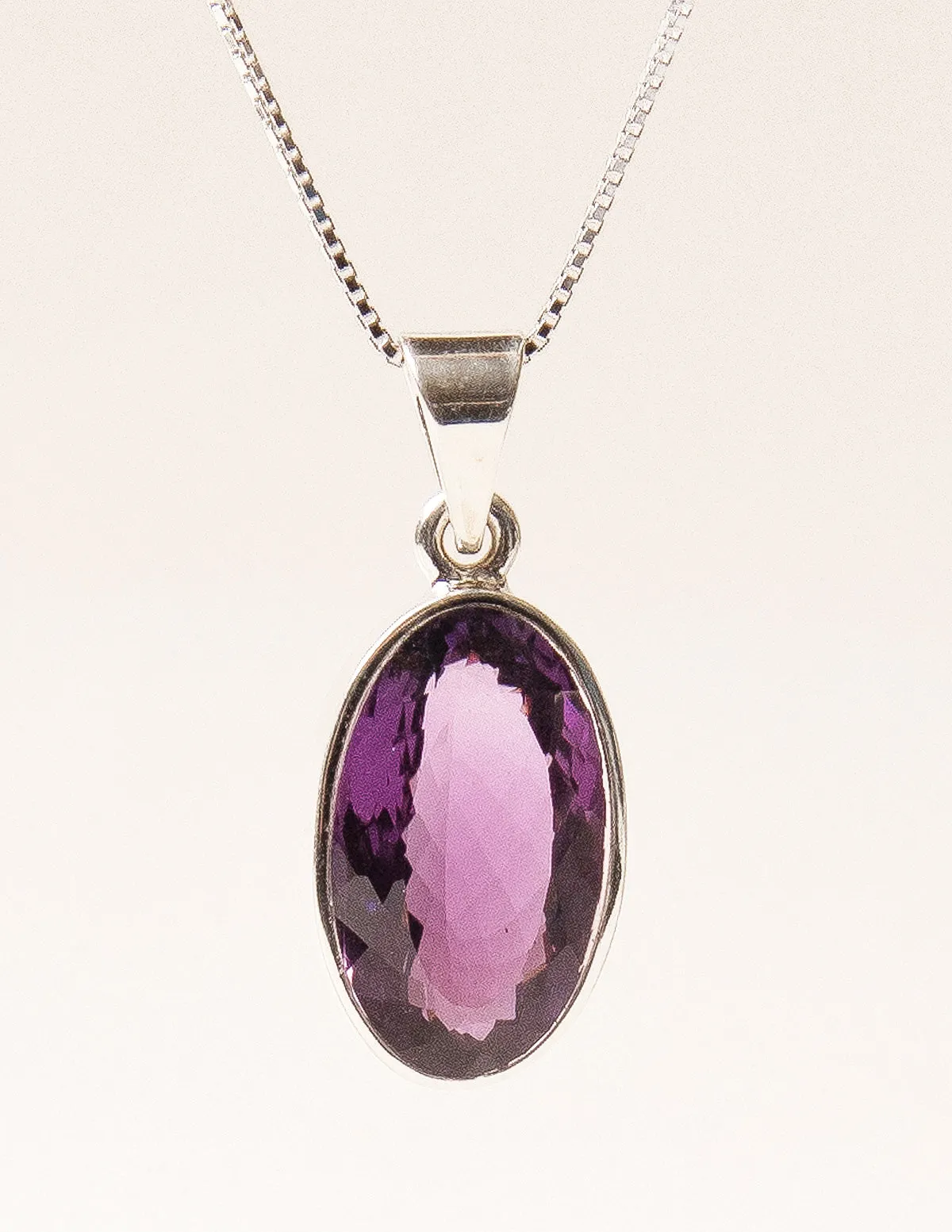 Faceted Oval Amethyst Gemstone Pendant