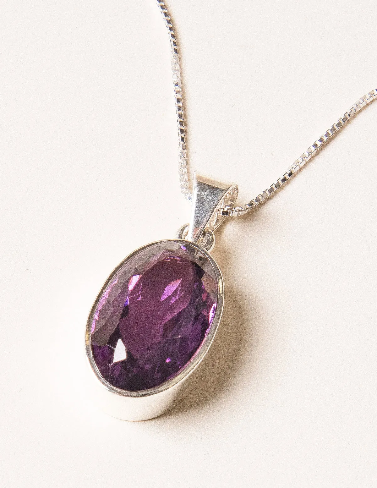 Faceted Oval Amethyst Gemstone Pendant