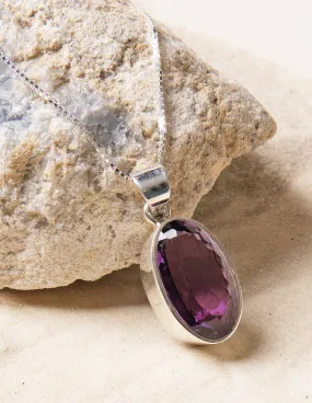 Faceted Oval Amethyst Gemstone Pendant