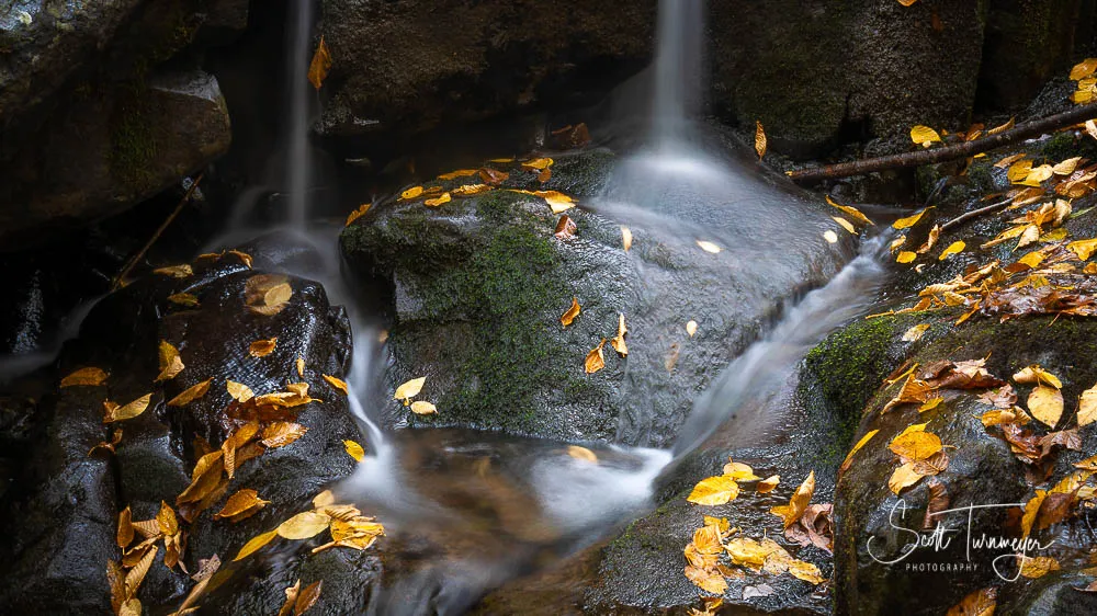 Fall Waterfalls in the Shenandoah National Park Fine Art Photography Curved Metal Print