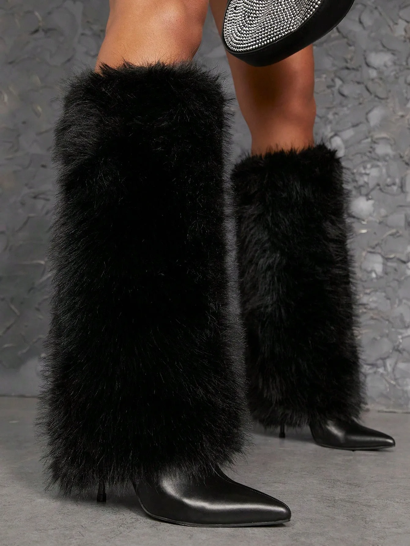 Faux Fur Pointy Toe Boots