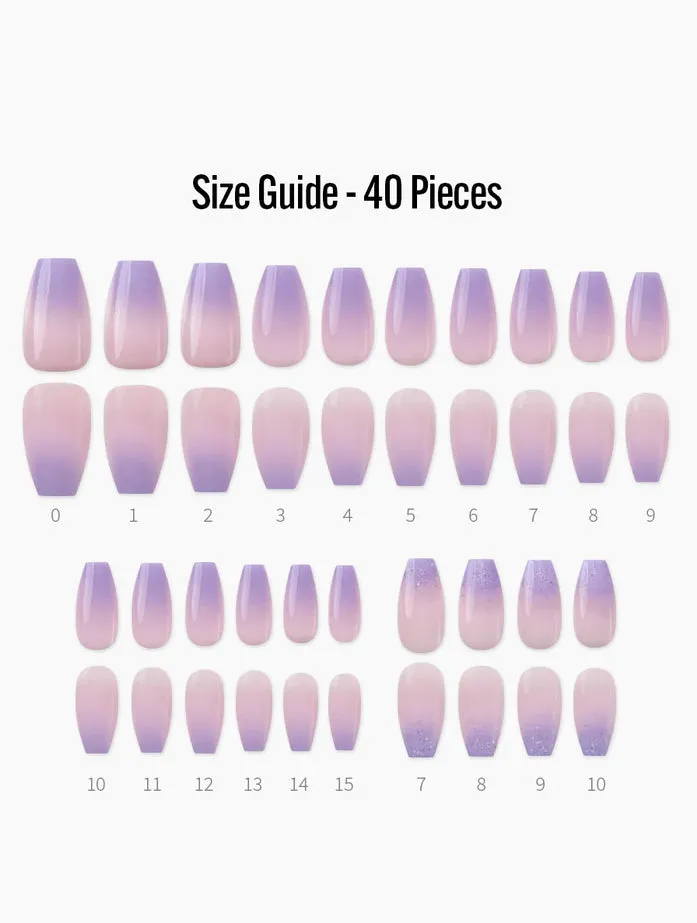 Finger Suit Purple Haze Nails Hand Artificial Fake Nails Long Pretty Home Art Tips Beauty Coffin Shape Press On Ombre Gradation Party