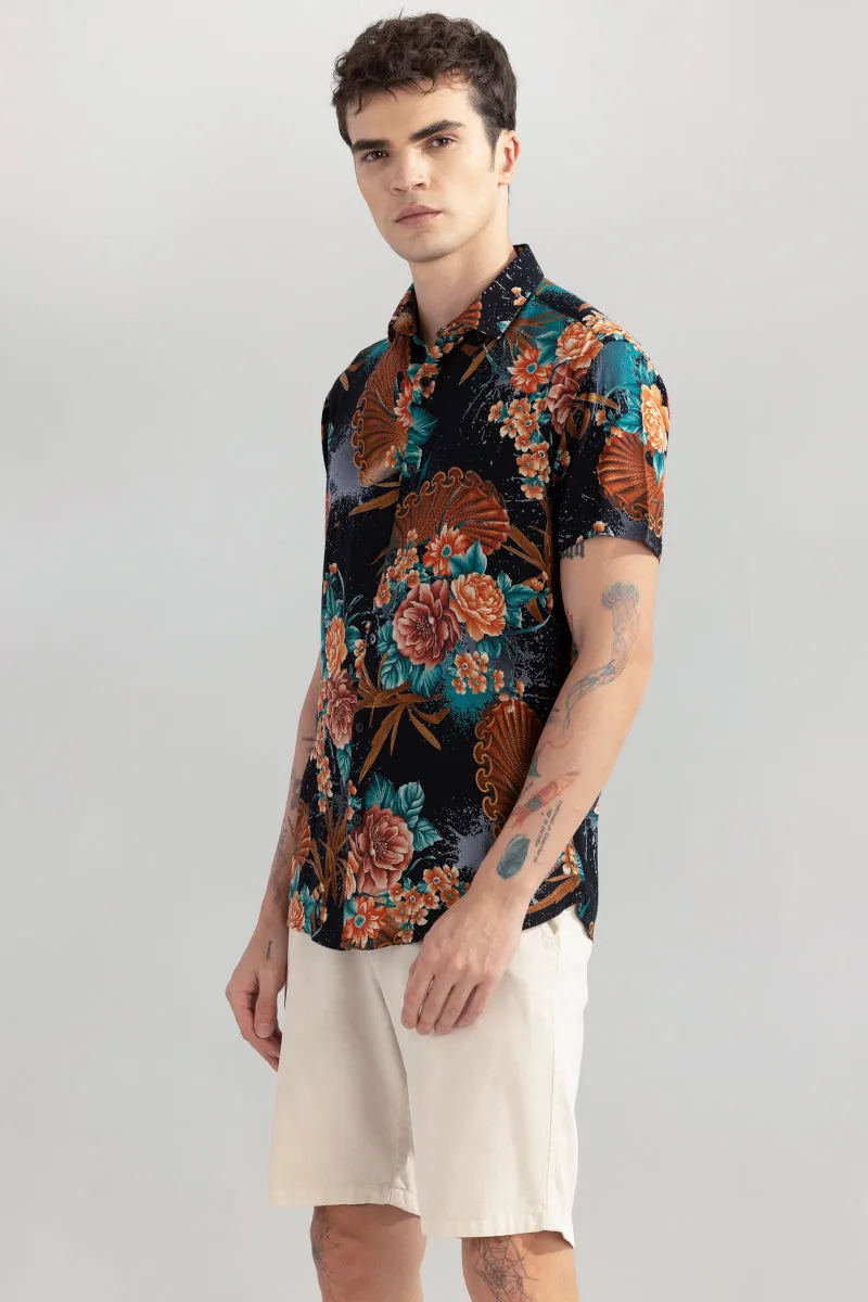 Floral Expression Black Shirt