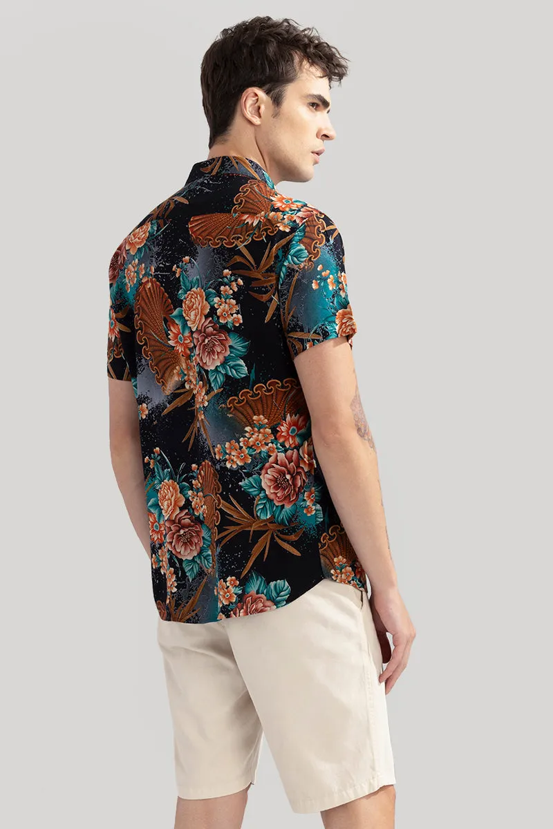 Floral Expression Black Shirt