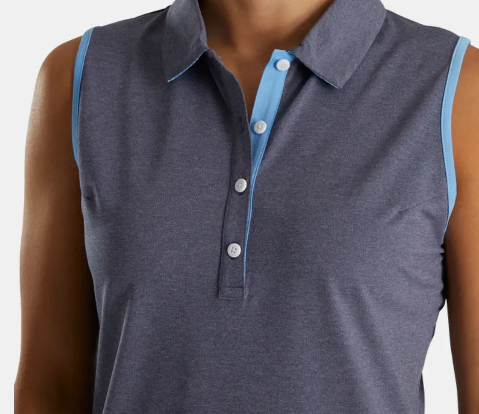 FootJoy Pique Sleeveless Houndstooth Trim Shirt Women