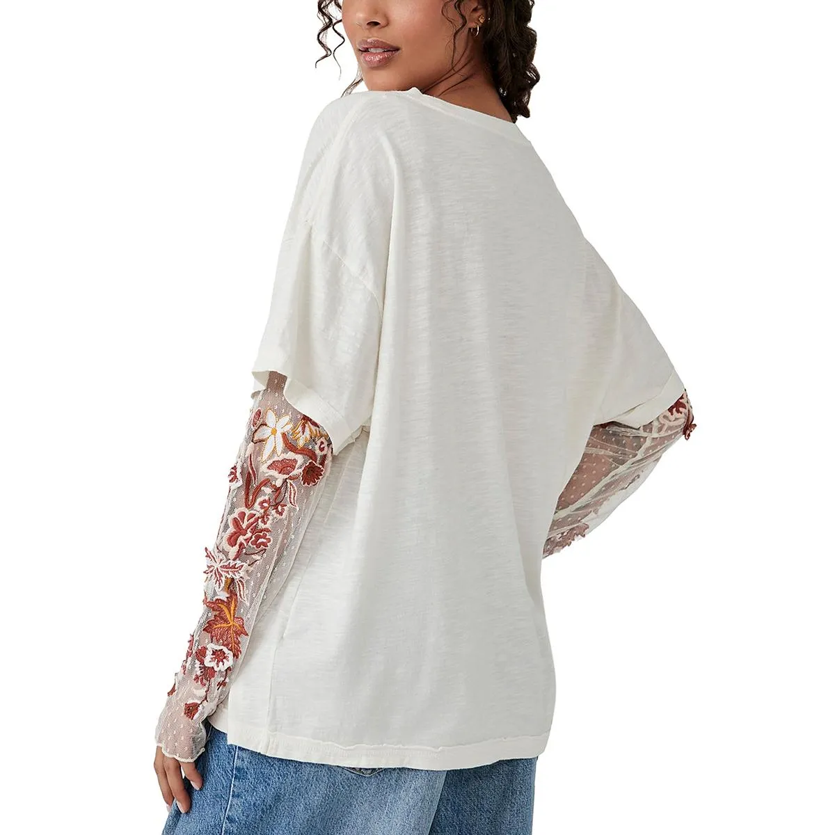 Free People Womens Gardener Slub Boho T-Shirt