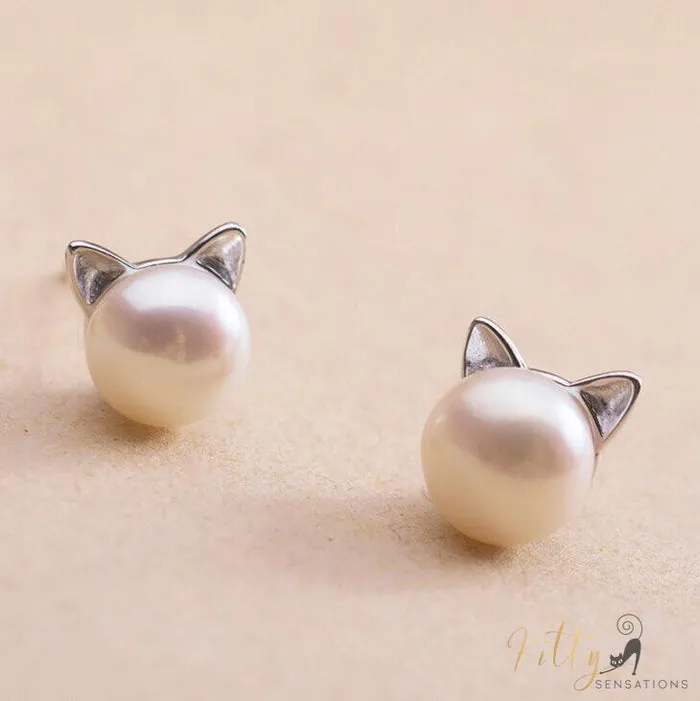 Freshwater Pearl Cat Set in Solid 925 Sterling Silver