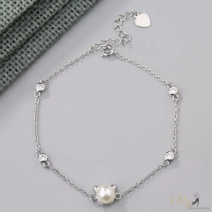 Freshwater Pearl Cat Set in Solid 925 Sterling Silver