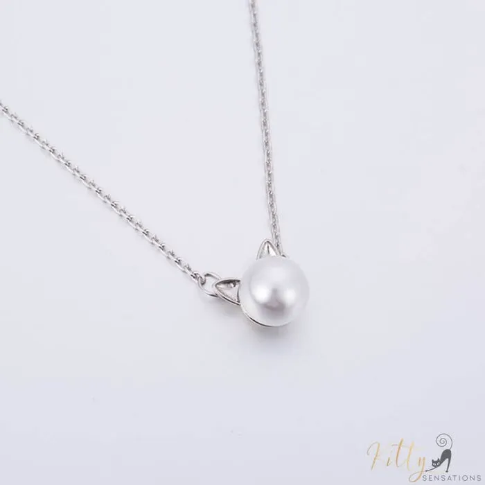 Freshwater Pearl Cat Set in Solid 925 Sterling Silver