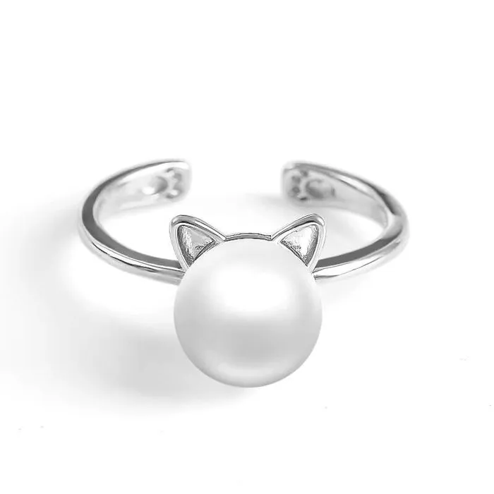 Freshwater Pearl Cat Set in Solid 925 Sterling Silver