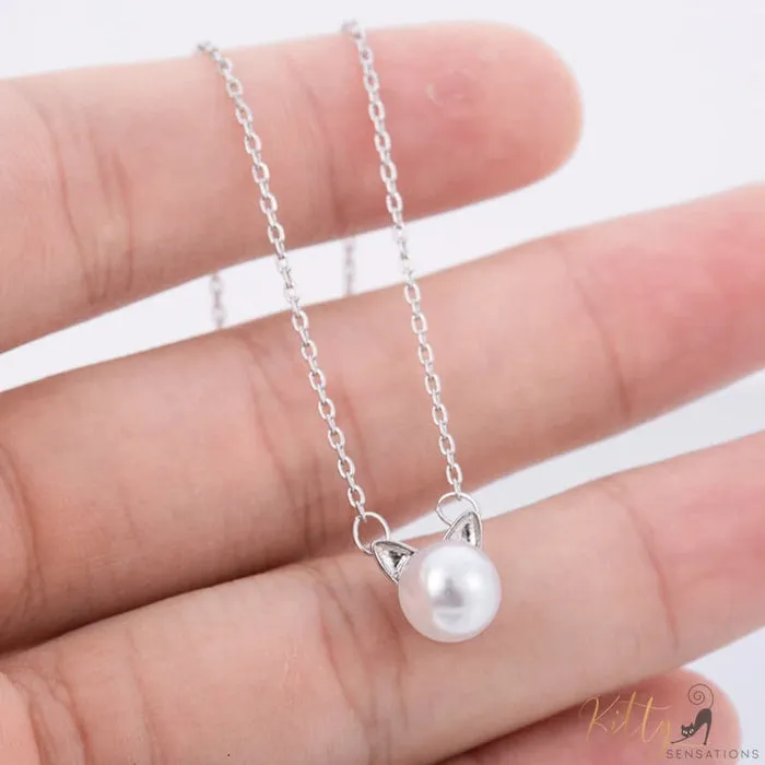 Freshwater Pearl Cat Set in Solid 925 Sterling Silver