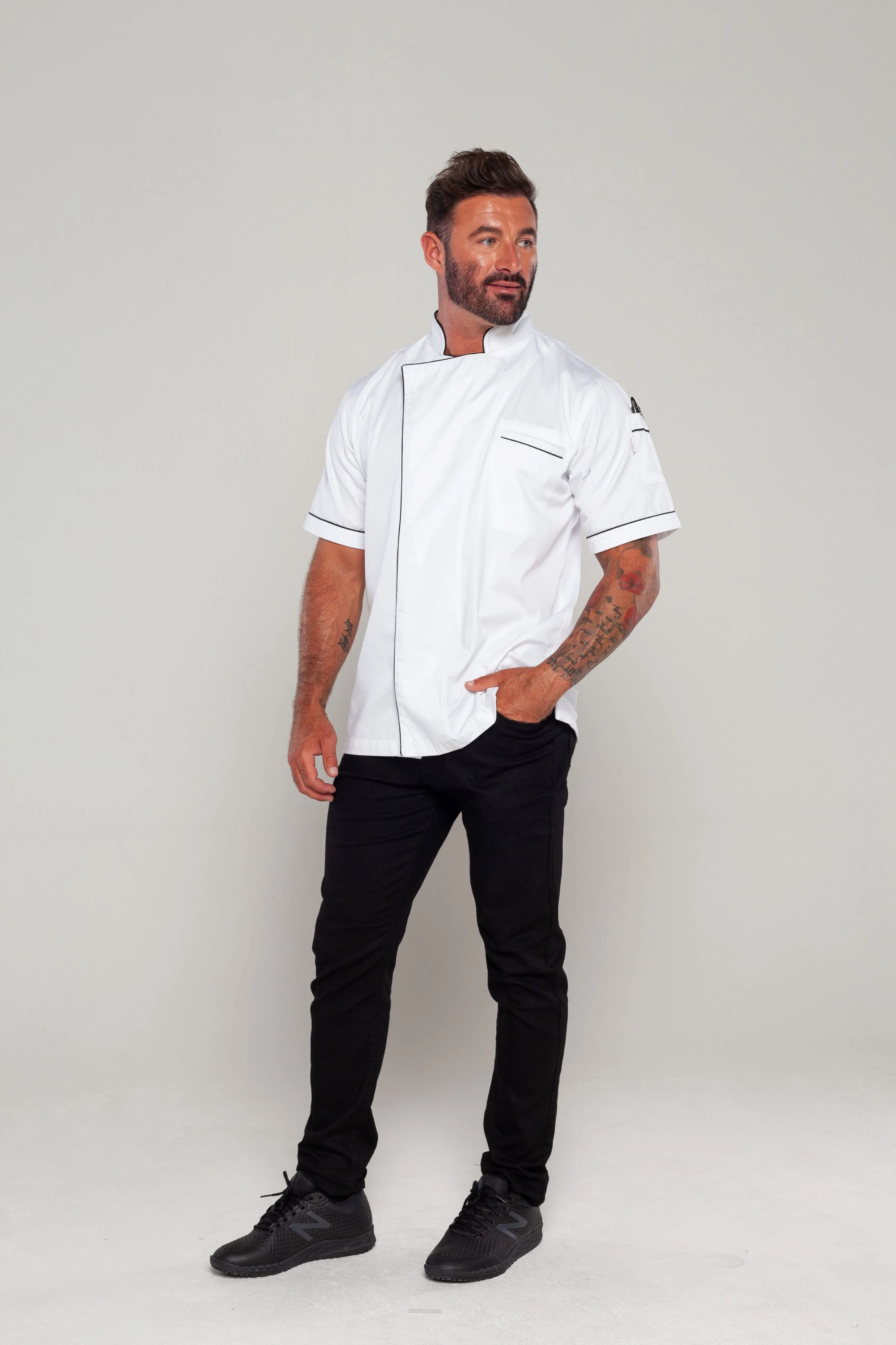 Gazi Chef Jacket White with Black Trim and Coolvent