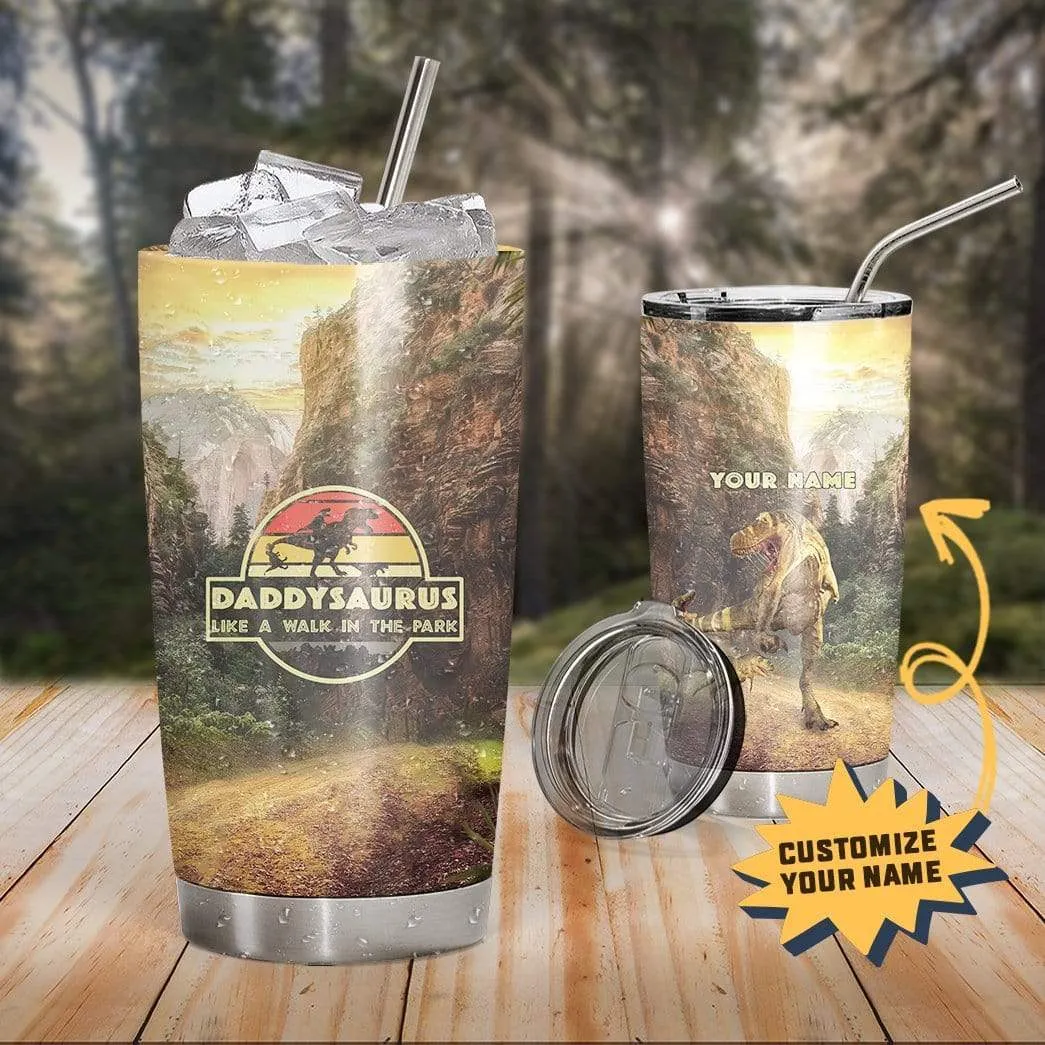 Gearhuman 3D Daddysaurus Like A Walk In A Park Custom Name Design Vacuum Insulated Tumbler