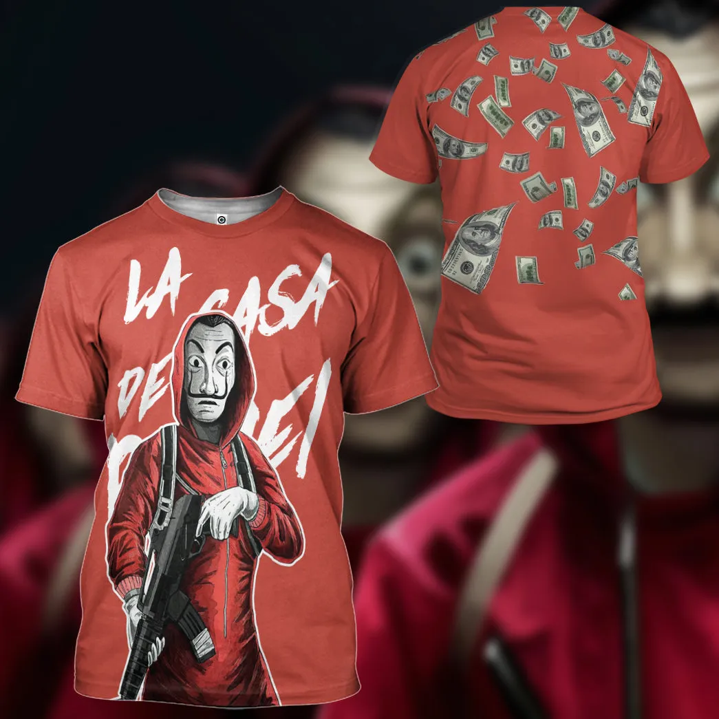 Gearhuman 3D Money Heist La Casa De Papel Custom Tshirt Hoodie Apparel