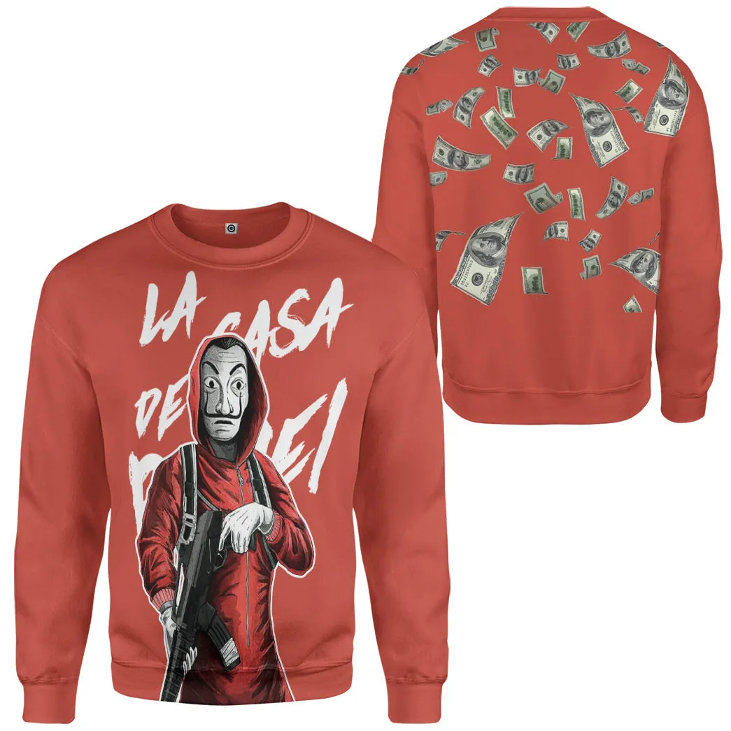 Gearhuman 3D Money Heist La Casa De Papel Custom Tshirt Hoodie Apparel