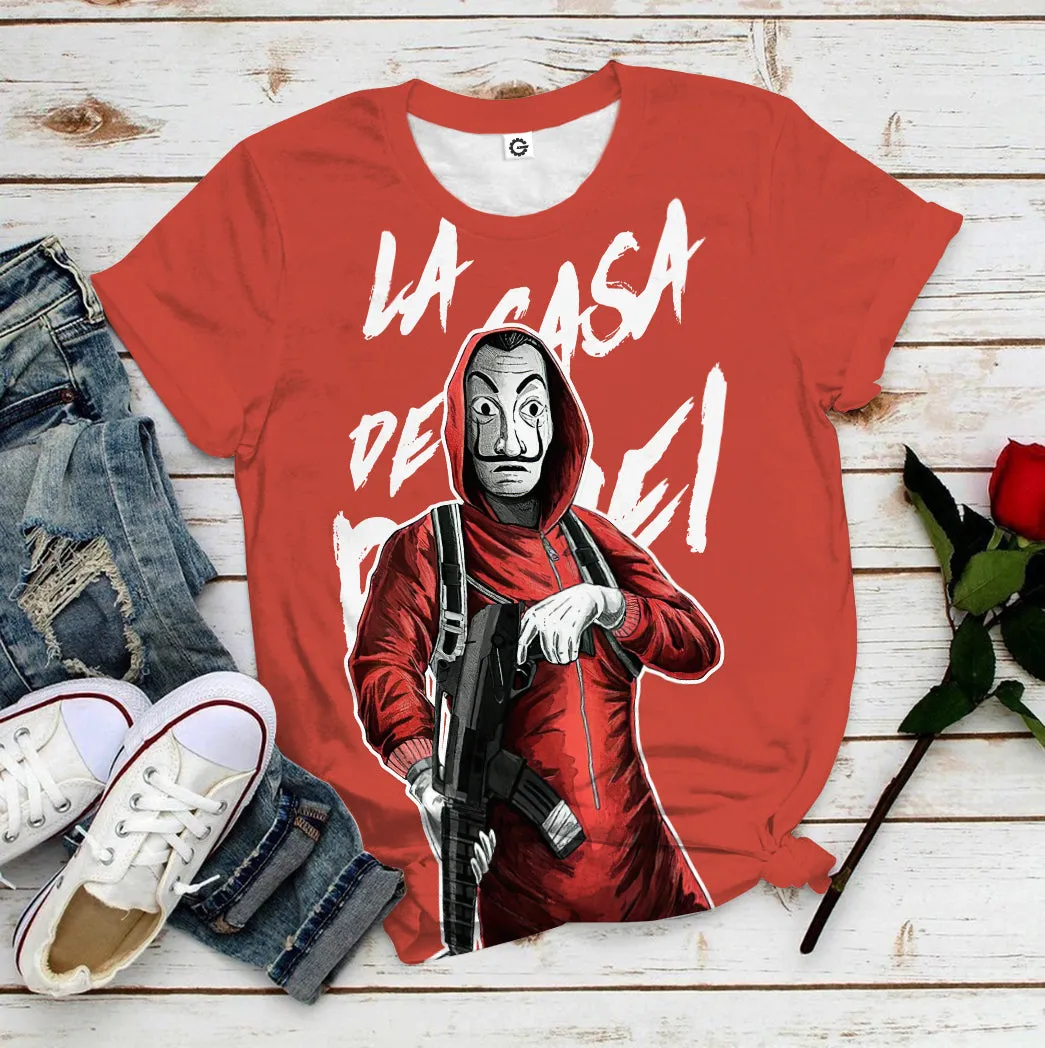 Gearhuman 3D Money Heist La Casa De Papel Custom Tshirt Hoodie Apparel