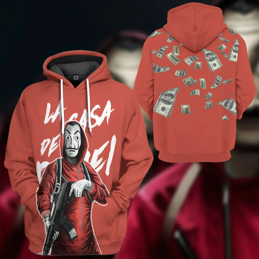 Gearhuman 3D Money Heist La Casa De Papel Custom Tshirt Hoodie Apparel