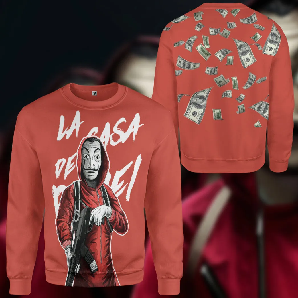 Gearhuman 3D Money Heist La Casa De Papel Custom Tshirt Hoodie Apparel