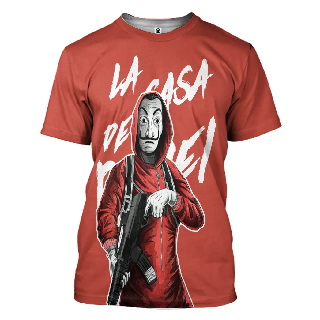 Gearhuman 3D Money Heist La Casa De Papel Custom Tshirt Hoodie Apparel