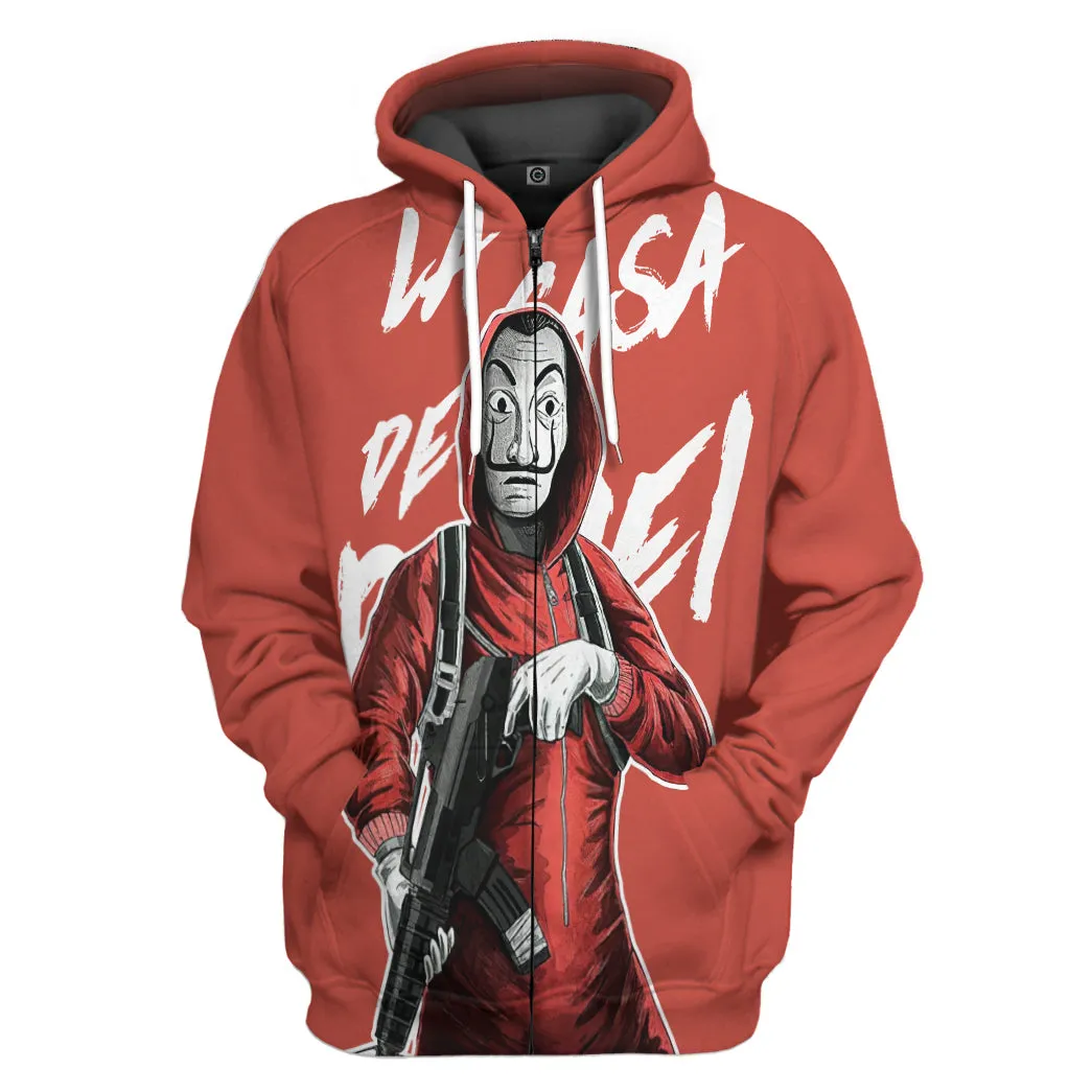 Gearhuman 3D Money Heist La Casa De Papel Custom Tshirt Hoodie Apparel